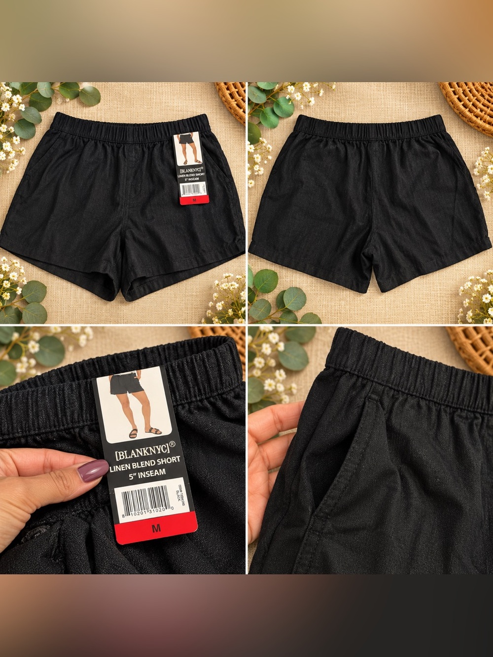BLANKNYC Linen Blend Short 5" Inseam Black Shorts Medium